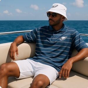 Antigua Philadephia Eagles Green Striped Button Collar Polo Shirt Logo XXL